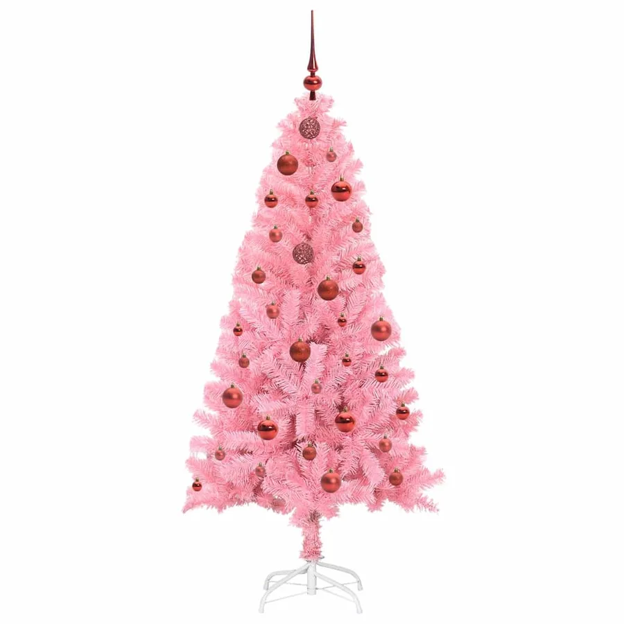 Sapin de Noël avec 150 LED avec support Rose 150 cm PVC - 4