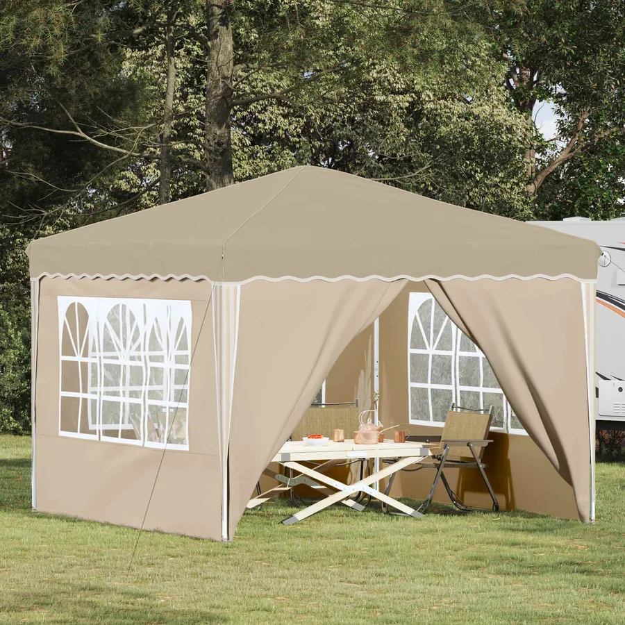 Tente de fête pop-up 288 x 288 x 245 cm Crème Tissu Oxford