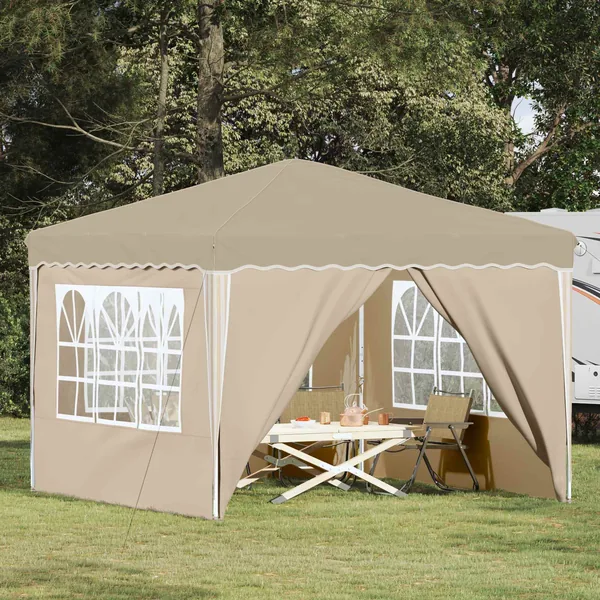 Tente de fête pop-up 288 x 288 x 245 cm Crème Tissu Oxford