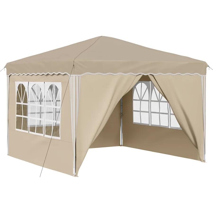 Tente de fête pop-up 288 x 288 x 245 cm Crème Tissu Oxford - 2