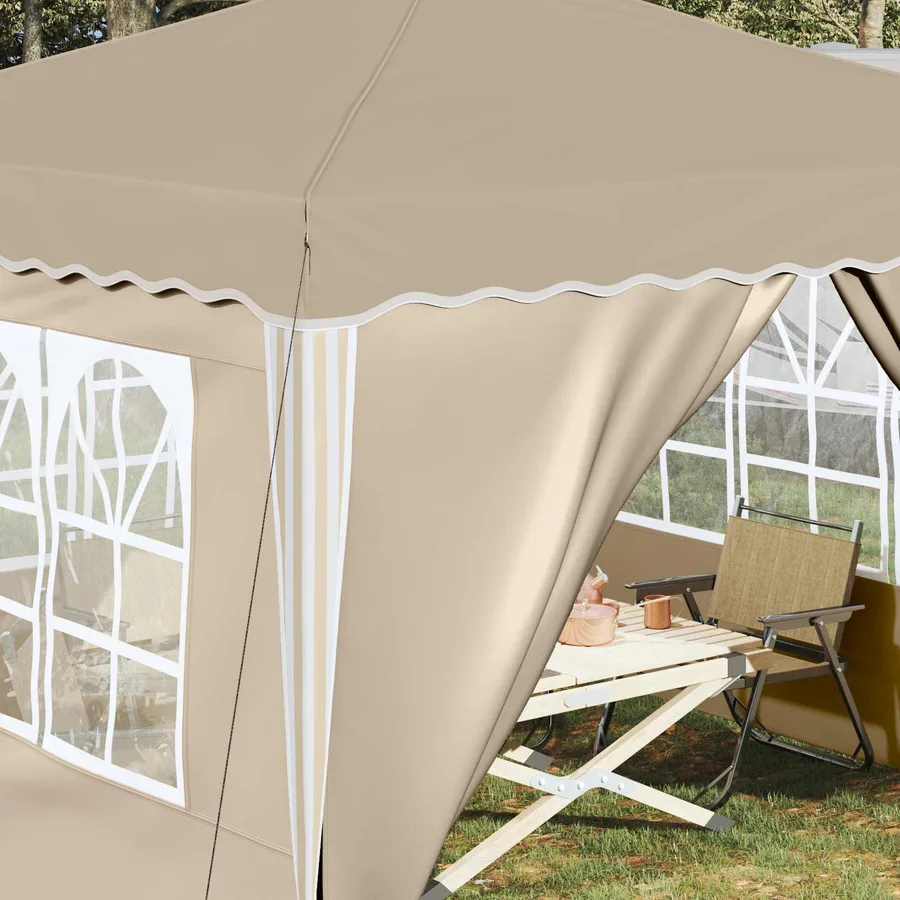 Tente de fête pop-up 288 x 288 x 245 cm Crème Tissu Oxford - 4