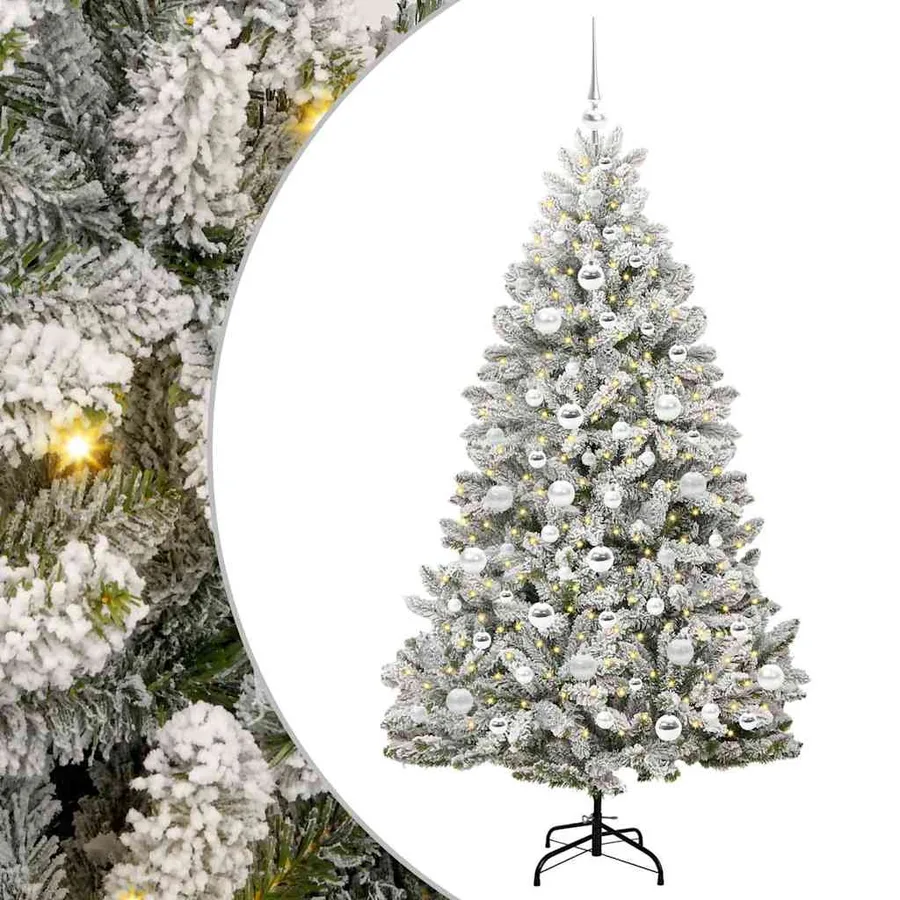 Sapin de Noël artificiel Vert et blanc 180 cm PVC et métal - 2