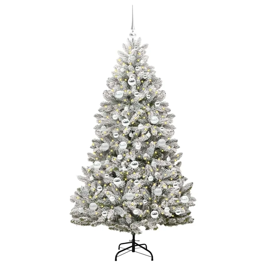 Sapin de Noël artificiel Vert et blanc 180 cm PVC et métal - 3
