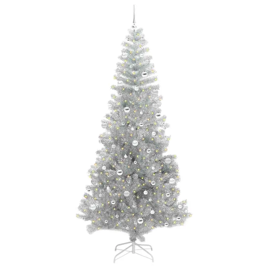 Sapin de Noël avec 300 LED avec support Argent 240 cm PET - 3