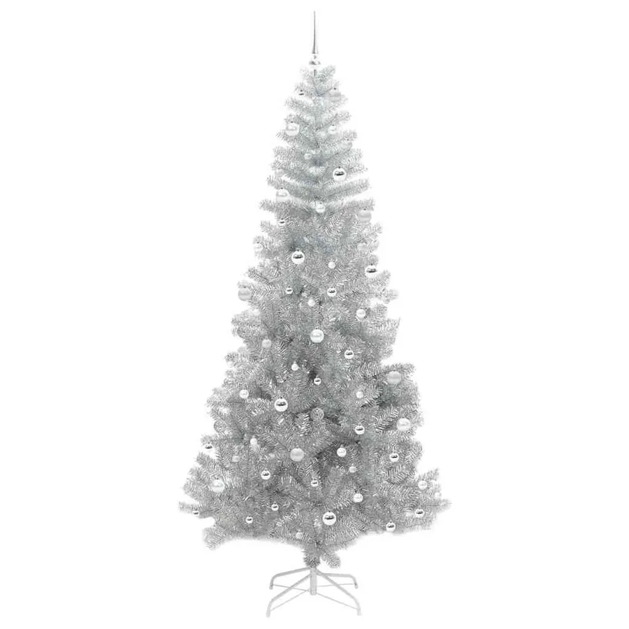 Sapin de Noël avec 300 LED avec support Argent 240 cm PET - 4