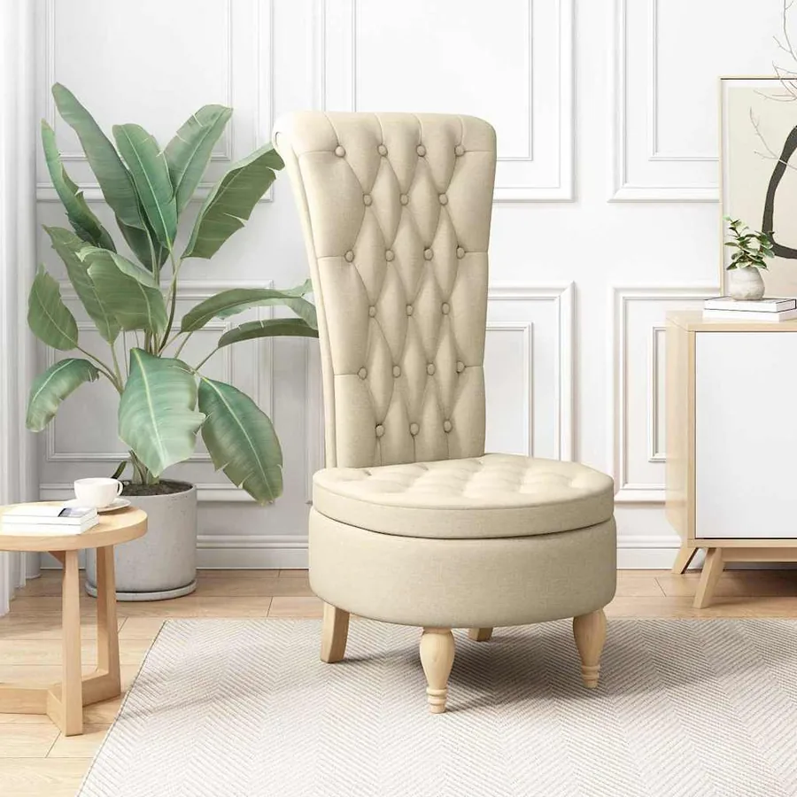Fauteuil à pantoufle Crème 56,5 x 70 x 110 cm tissu