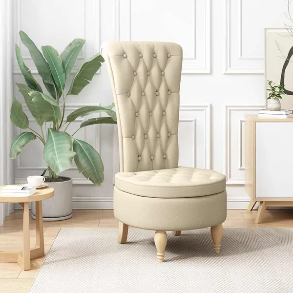 Fauteuil à pantoufle Crème 56,5 x 70 x 110 cm tissu
