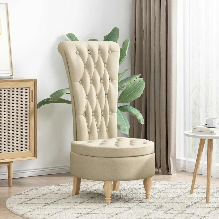 Fauteuil à pantoufle Crème 56,5 x 70 x 110 cm tissu - 3