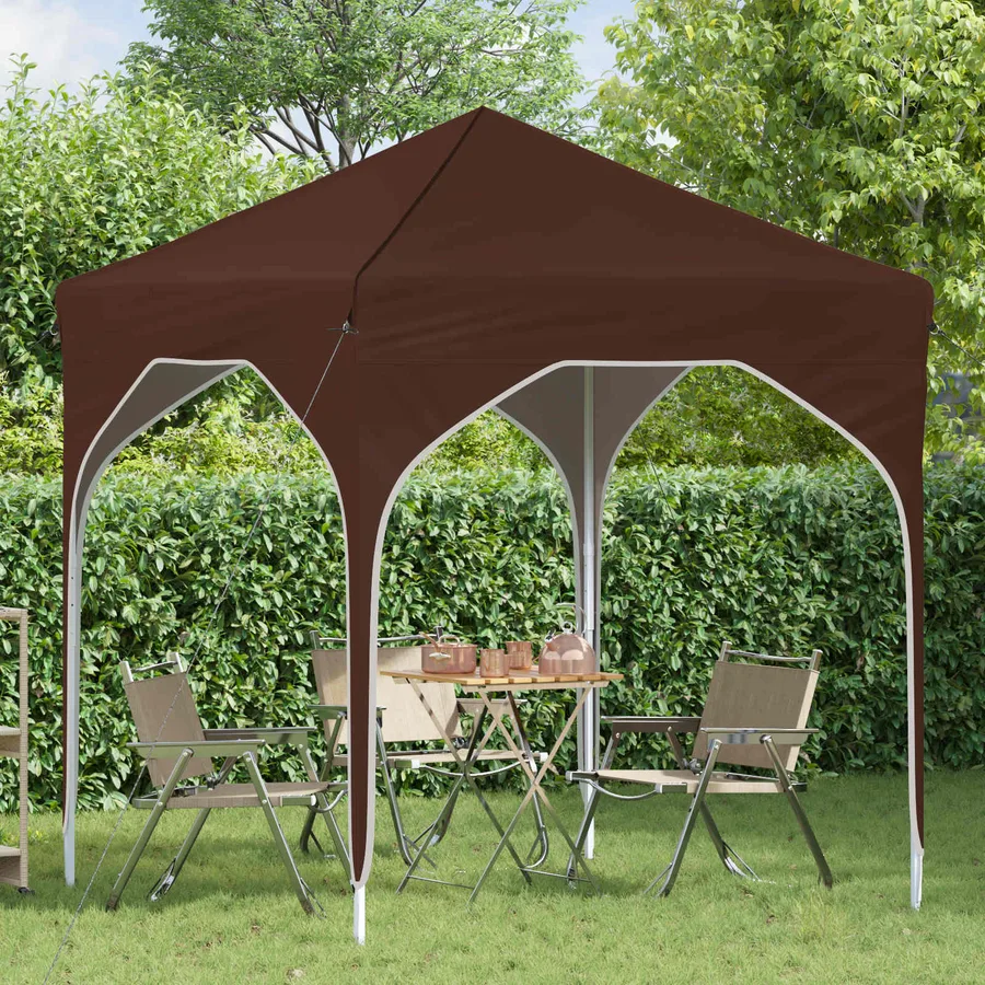 Tente de fête pop-up 194 x 194 x 245 cm Marron - 3