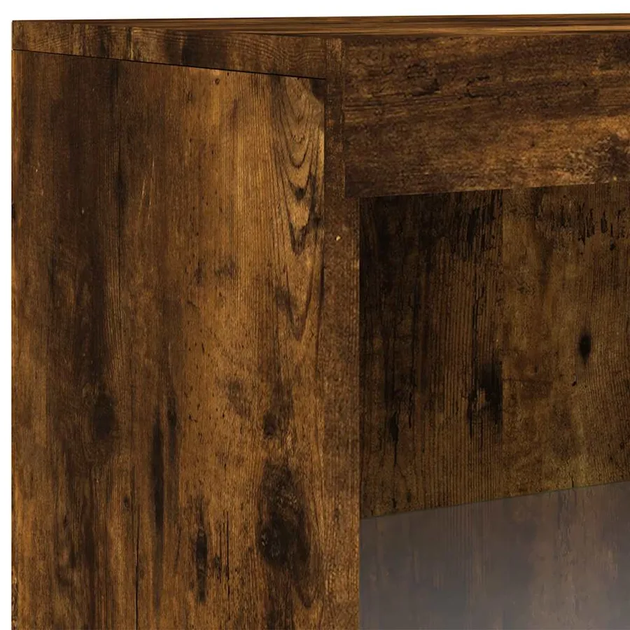 Buffets avec lumières LED 3 pcs chêne fumé bois d'ingénierie - 11