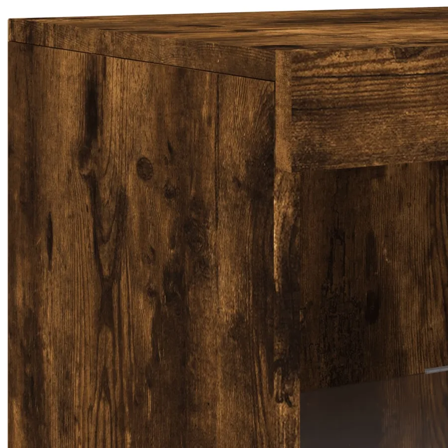 Buffets avec lumières LED 3 pcs chêne fumé bois d'ingénierie - 12