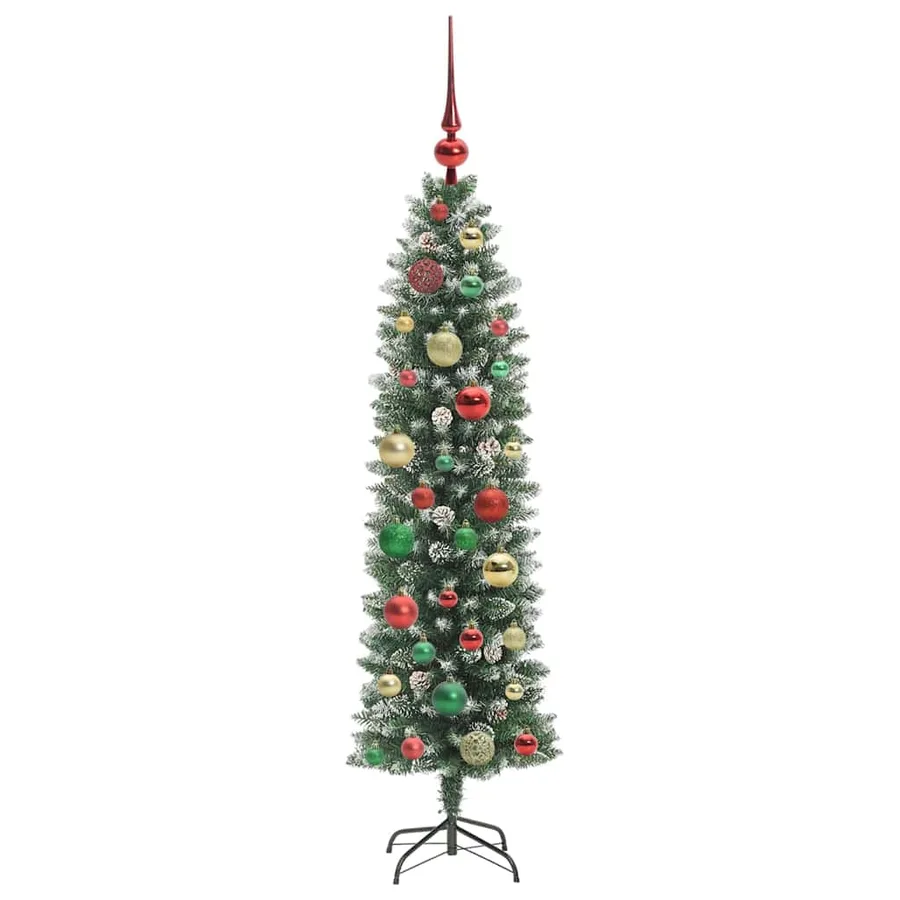 Arbre de Noël artificiel slim avec 150 LED Vert et blanc 120 cm - 6