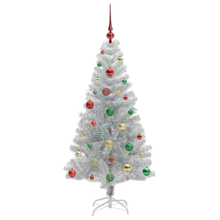 Sapin de Noël avec 150 LED avec support Argent 150 cm PET - 6