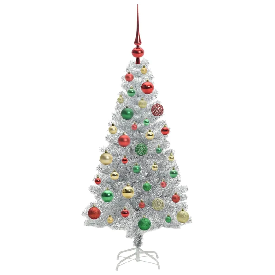 Sapin de Noël avec 150 LED avec support Argent 120 cm PET - 6
