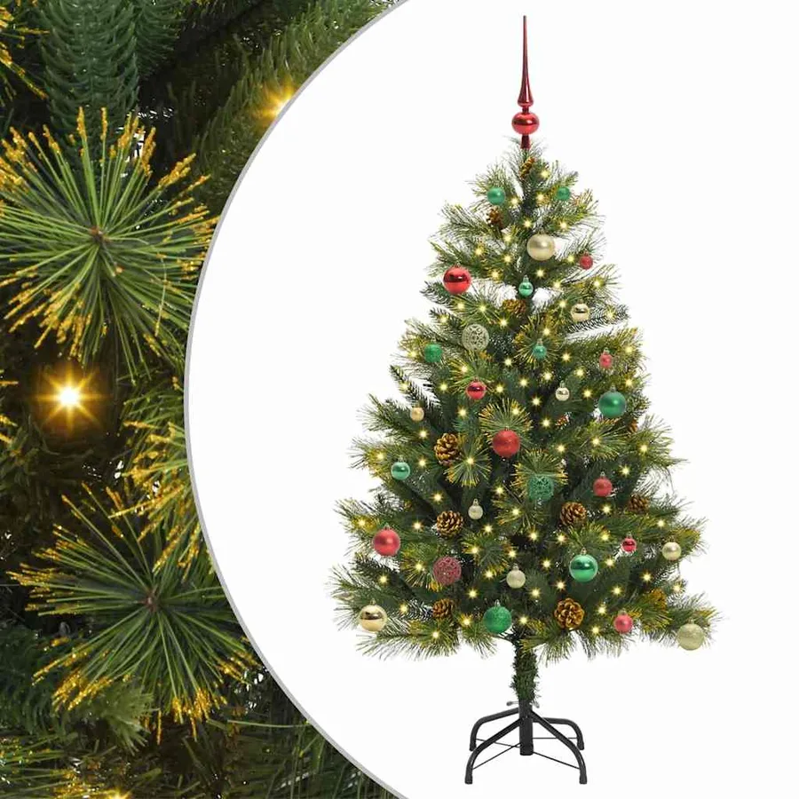 Sapin de Noël artificiel avec branches pliables et cônes 150 cm - 2