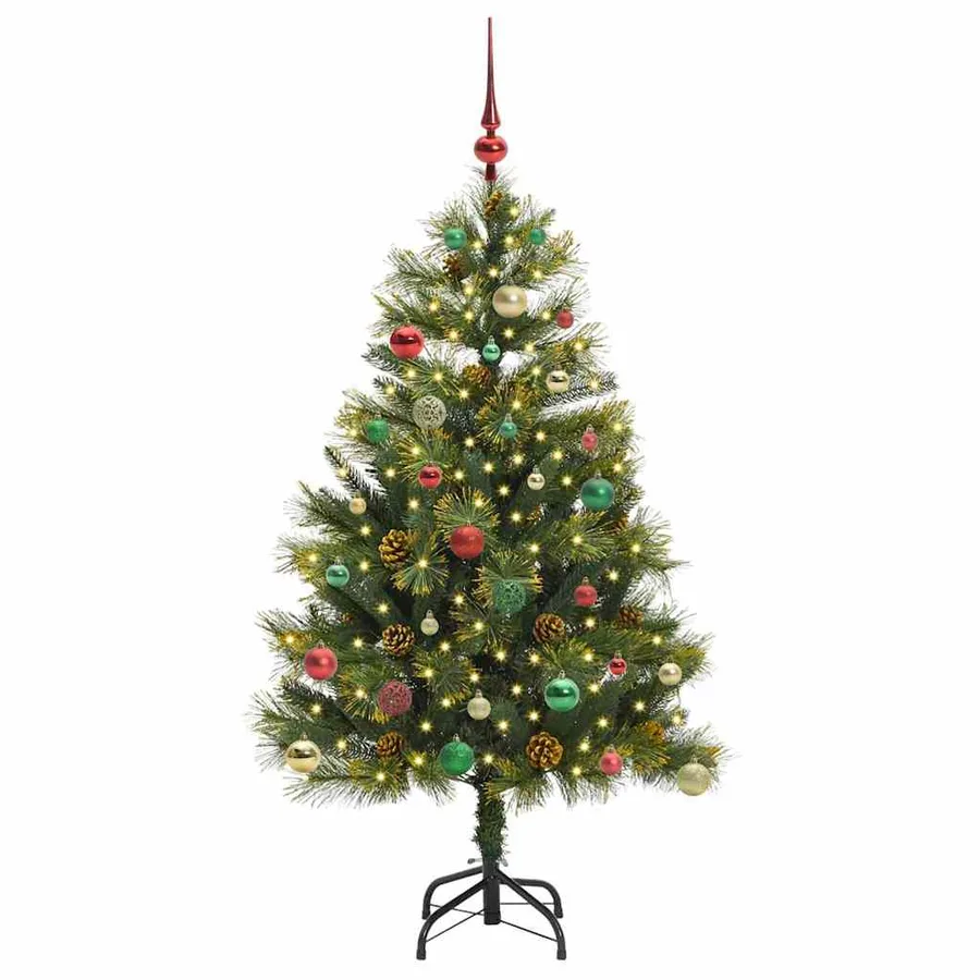 Sapin de Noël artificiel avec branches pliables et cônes 150 cm - 3