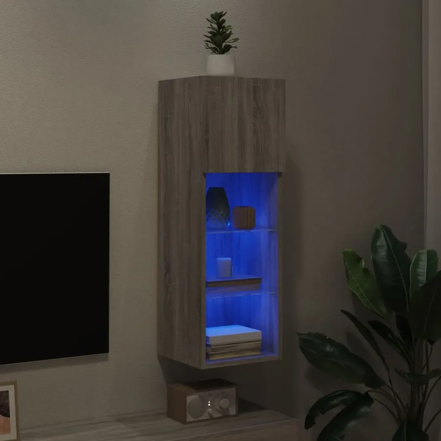 Meuble TV avec lumières LED sonoma gris 30,5x30x90 cm - 5