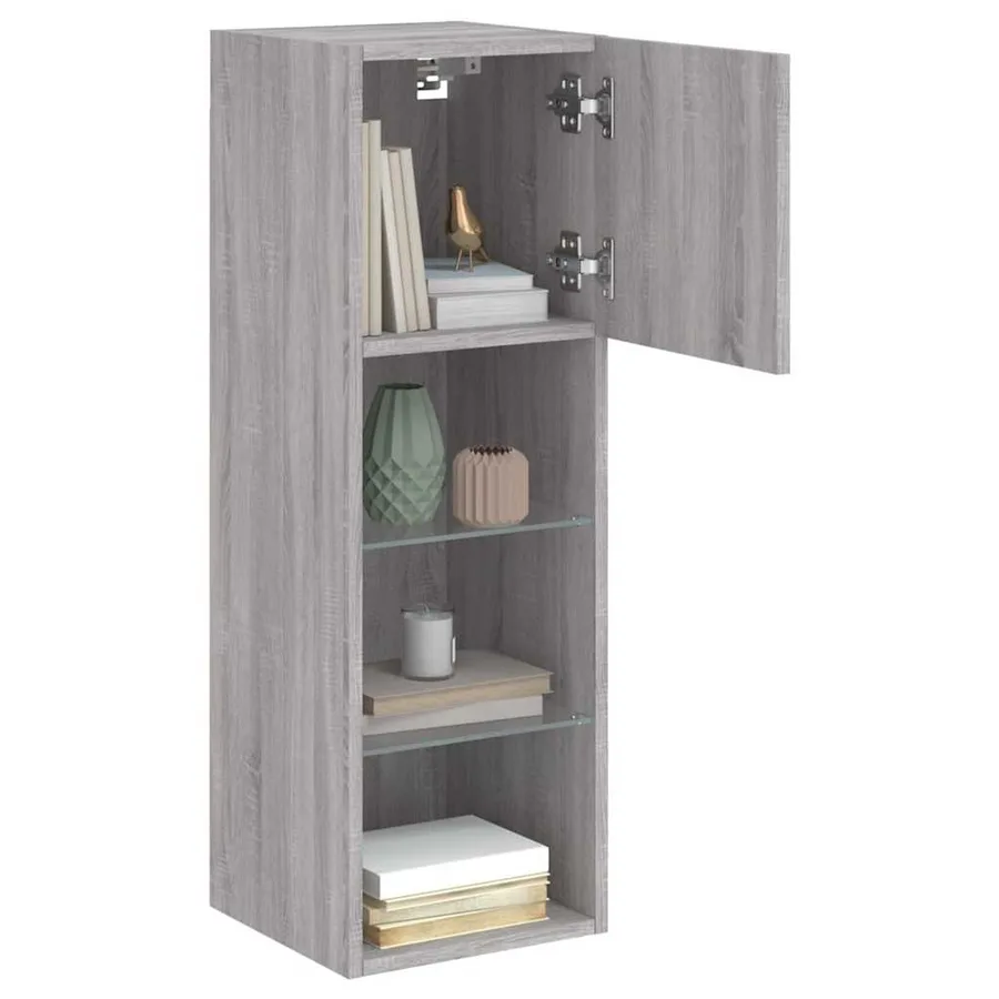 Meuble TV avec lumières LED sonoma gris 30,5x30x90 cm - 6