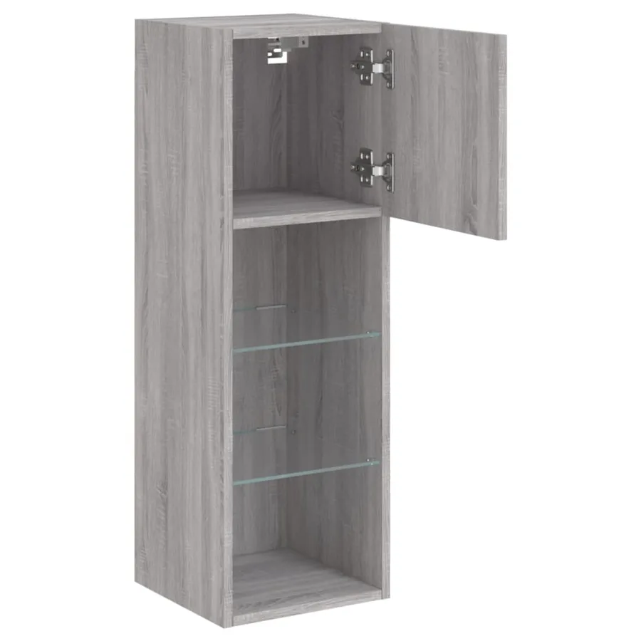 Meuble TV avec lumières LED sonoma gris 30,5x30x90 cm - 8