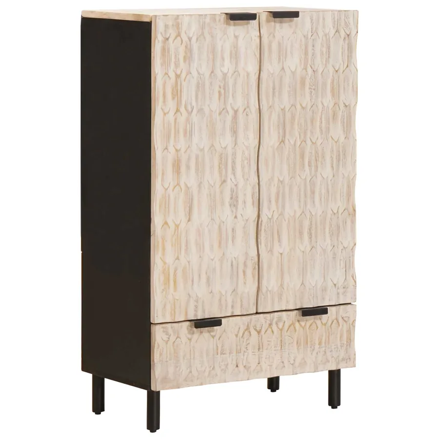 Haut Armoire avec tiroir Finition Lavage Blanc 60 x 33 x 100 cm