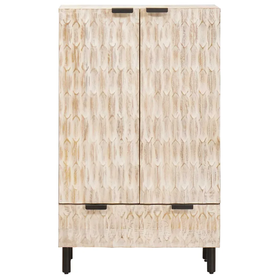 Haut Armoire avec tiroir Finition Lavage Blanc 60 x 33 x 100 cm - 3