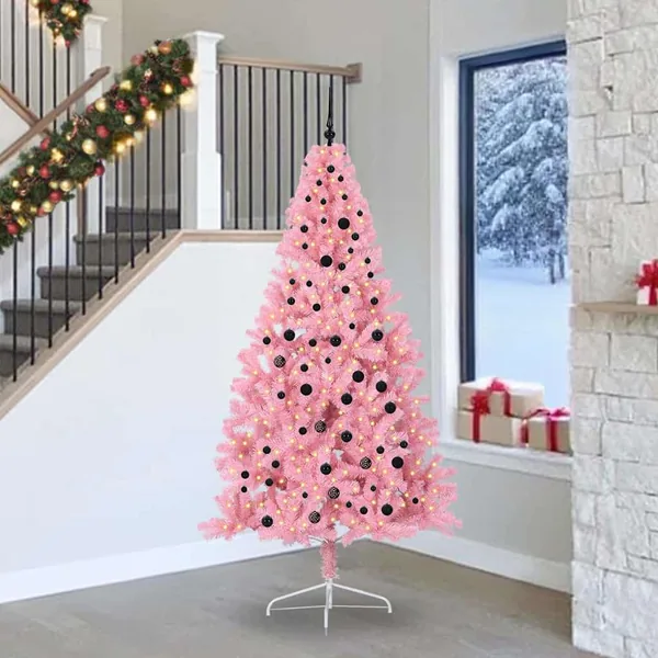 Sapin de Noël artificiel pré-éclairé Rose 240 cm PVC
