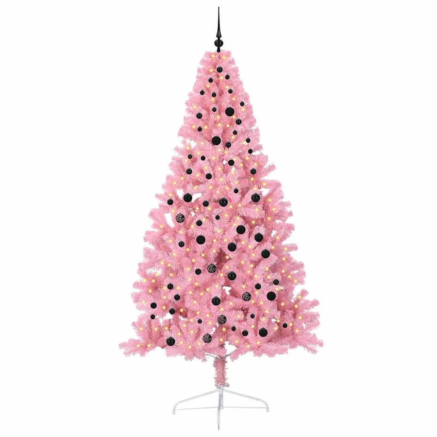 Sapin de Noël artificiel pré-éclairé Rose 240 cm PVC - 3