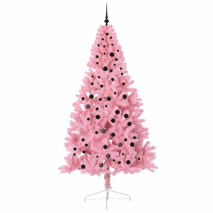 Sapin de Noël artificiel pré-éclairé Rose 240 cm PVC - 4