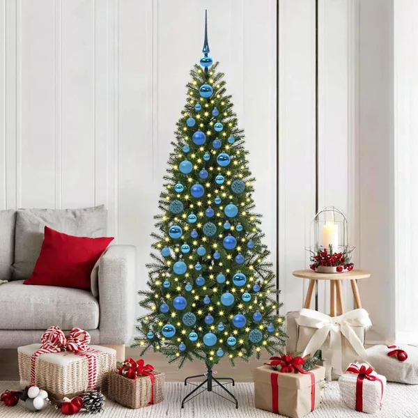 Ensemble de Boules de Noël avec 300 LED 120 pcs Bleu Plastique