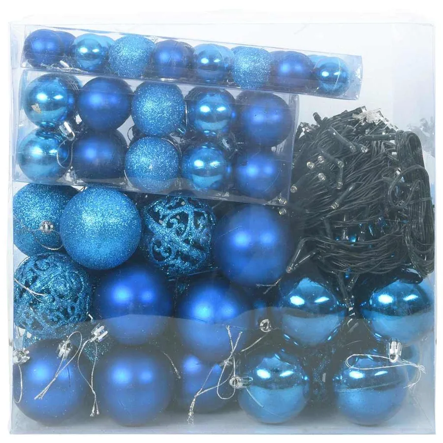 Ensemble de Boules de Noël avec 300 LED 120 pcs Bleu Plastique - 3