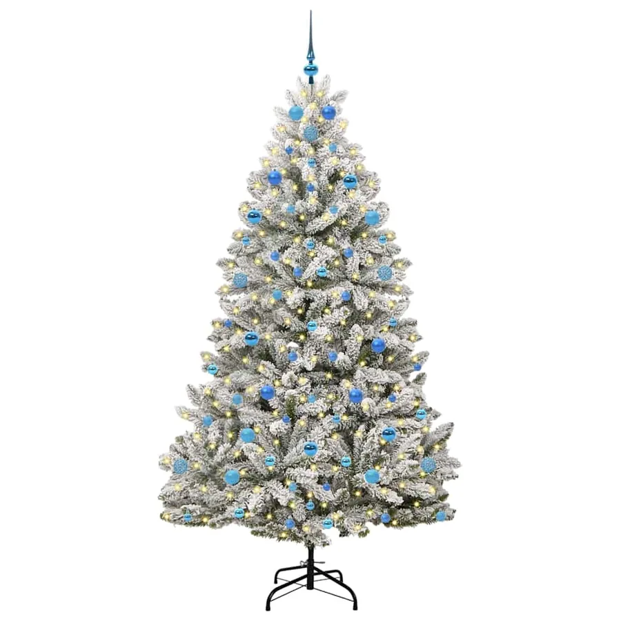 Sapin de Noël artificiel Vert et blanc 210 cm PVC et métal - 3