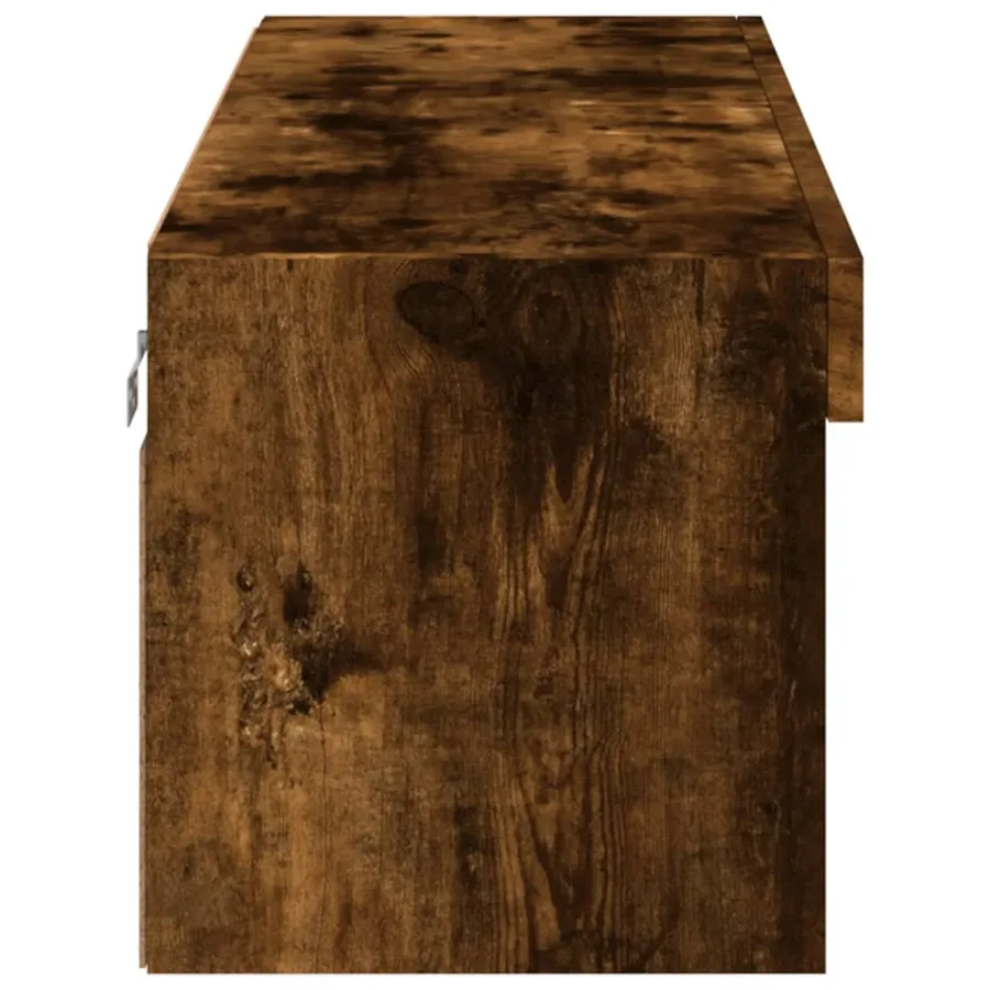 Meuble TV avec lumières LED chêne fumé 100x30x30 cm - 11