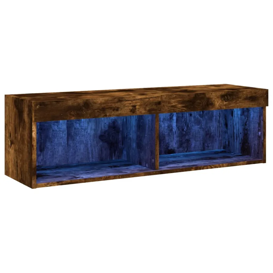 Meuble TV avec lumières LED chêne fumé 100x30x30 cm - 2