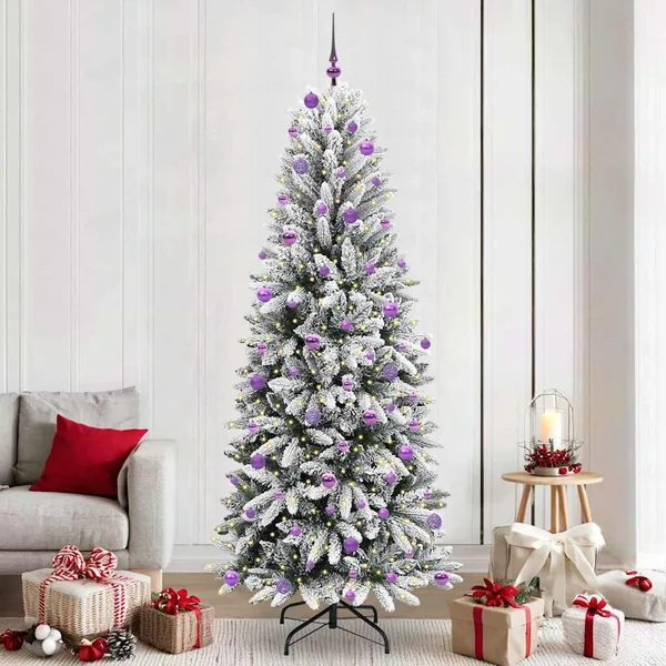 Sapin de Noël artificiel avec 300 LED avec support Blanc 240 cm