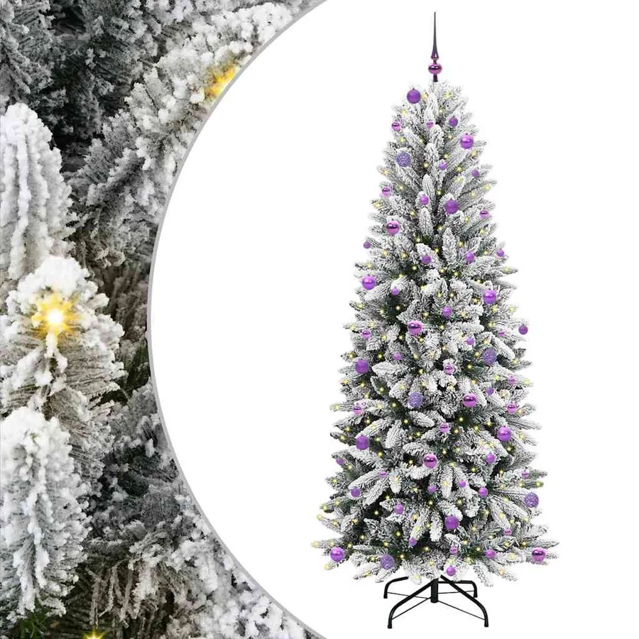 Sapin de Noël artificiel avec 300 LED avec support Blanc 240 cm - 2