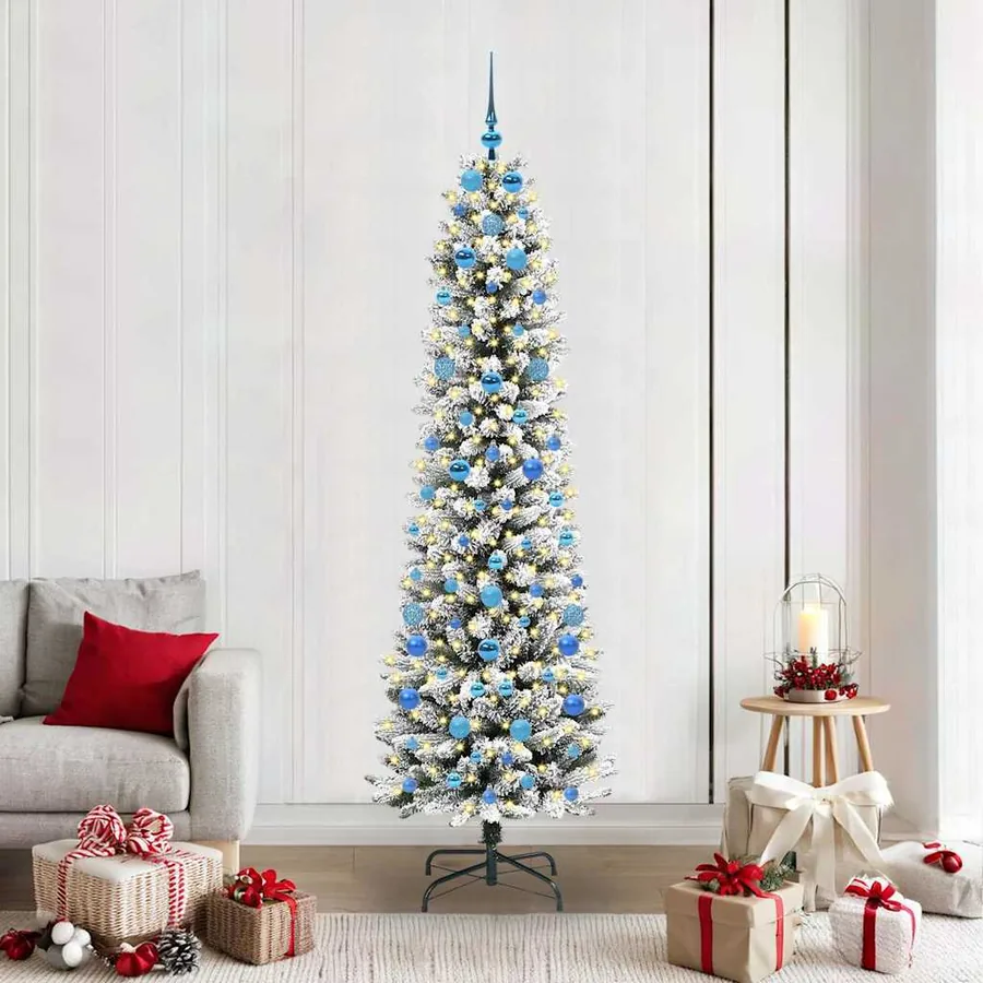 Sapin de Noël artificiel Blanc 210 cm PVC, métal et plastique