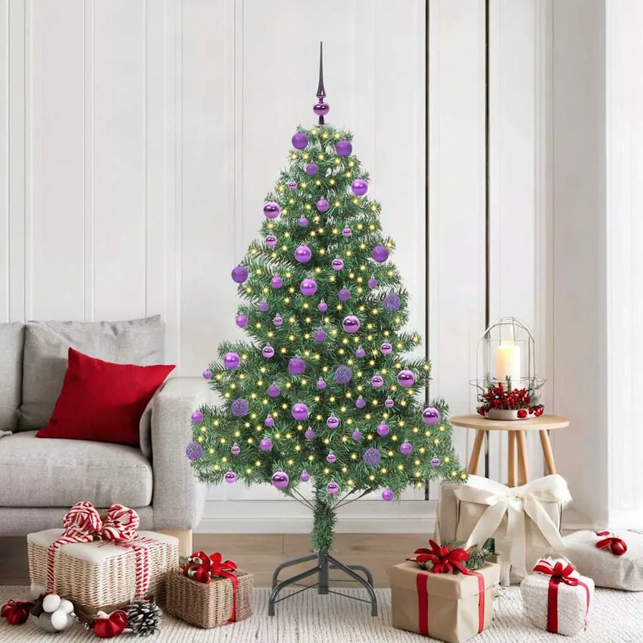 Sapin de Noël avec 300 LED avec support Vert 180 cm PVC