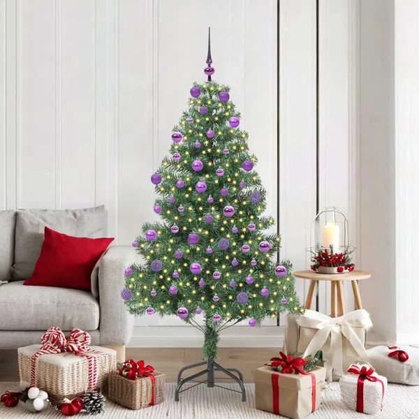 Sapin de Noël avec 300 LED avec support Vert 180 cm PVC