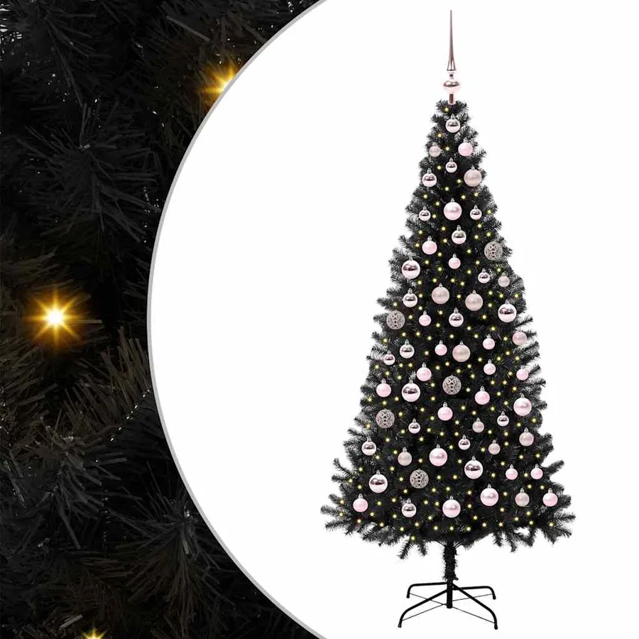 Sapin de Noël avec 300 LED avec support Noir 180 cm PVC - 2