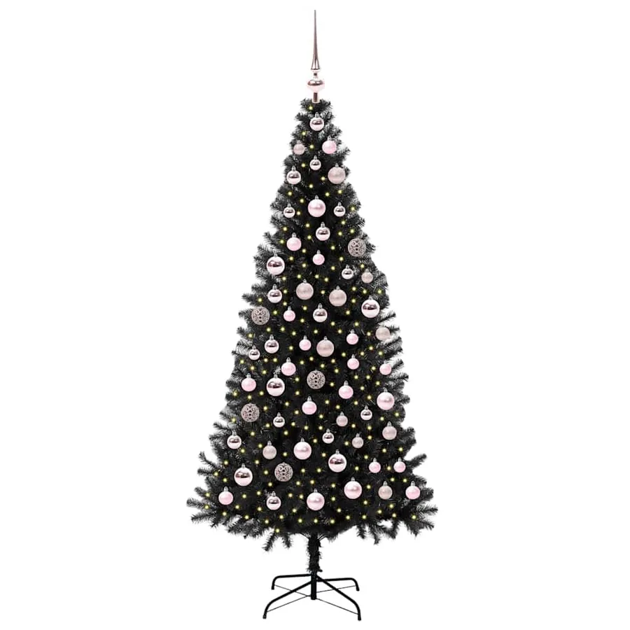 Sapin de Noël avec 300 LED avec support Noir 180 cm PVC - 3