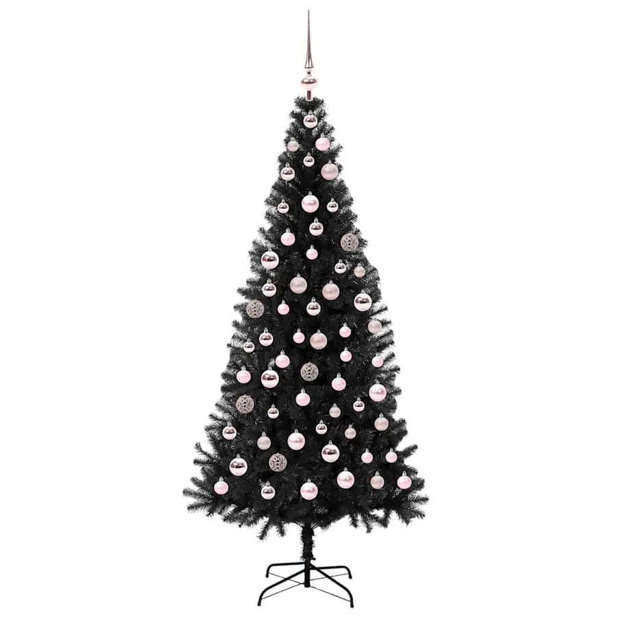 Sapin de Noël avec 300 LED avec support Noir 180 cm PVC - 4