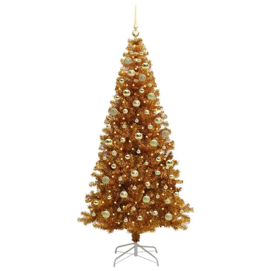 Sapin de Noël avec 300 LED avec support Doré 180 cm PET - 3