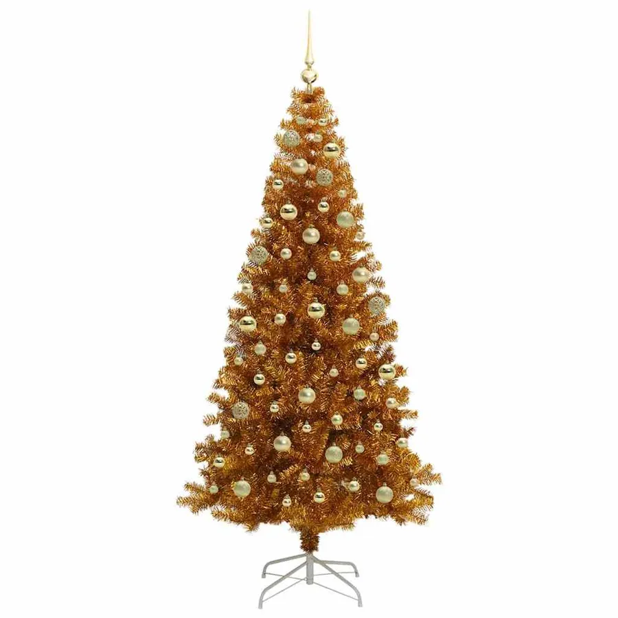 Sapin de Noël avec 300 LED avec support Doré 180 cm PET - 4