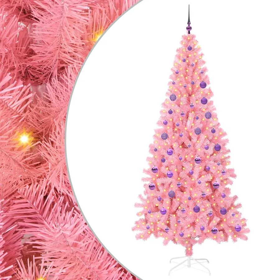 Sapin de Noël avec 300 LED avec support Rose 180 cm PVC - 2