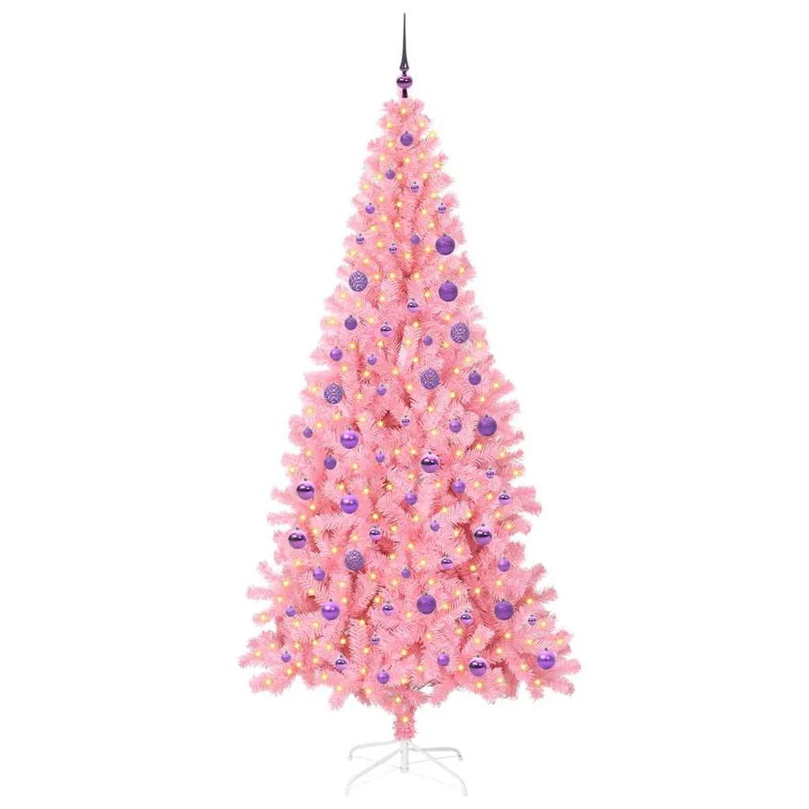 Sapin de Noël avec 300 LED avec support Rose 180 cm PVC - 3