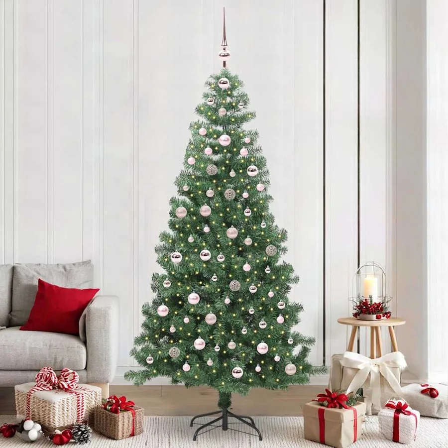 Sapin de Noël avec 300 LED avec support Vert 240 cm PVC