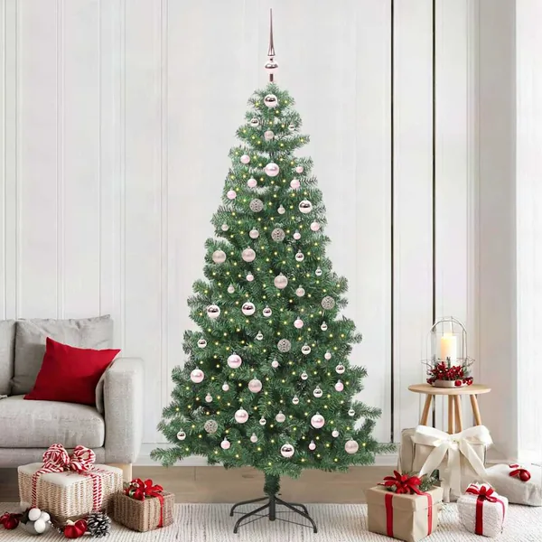Sapin de Noël avec 300 LED avec support Vert 240 cm PVC
