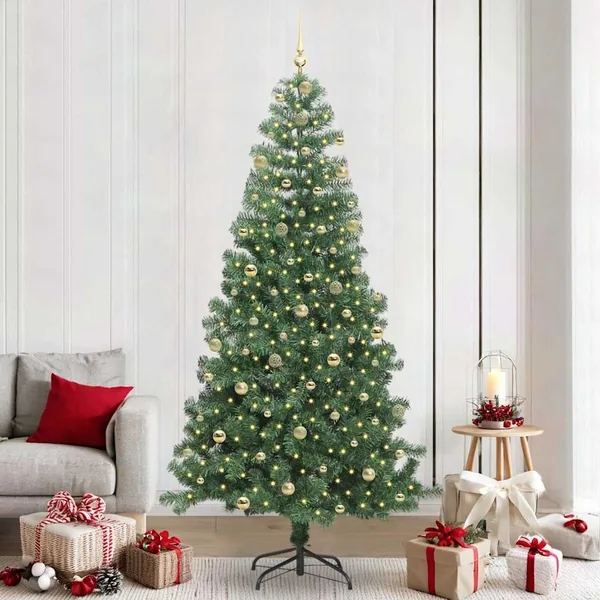 Sapin de Noël avec 300 LED avec support Vert 240 cm PVC