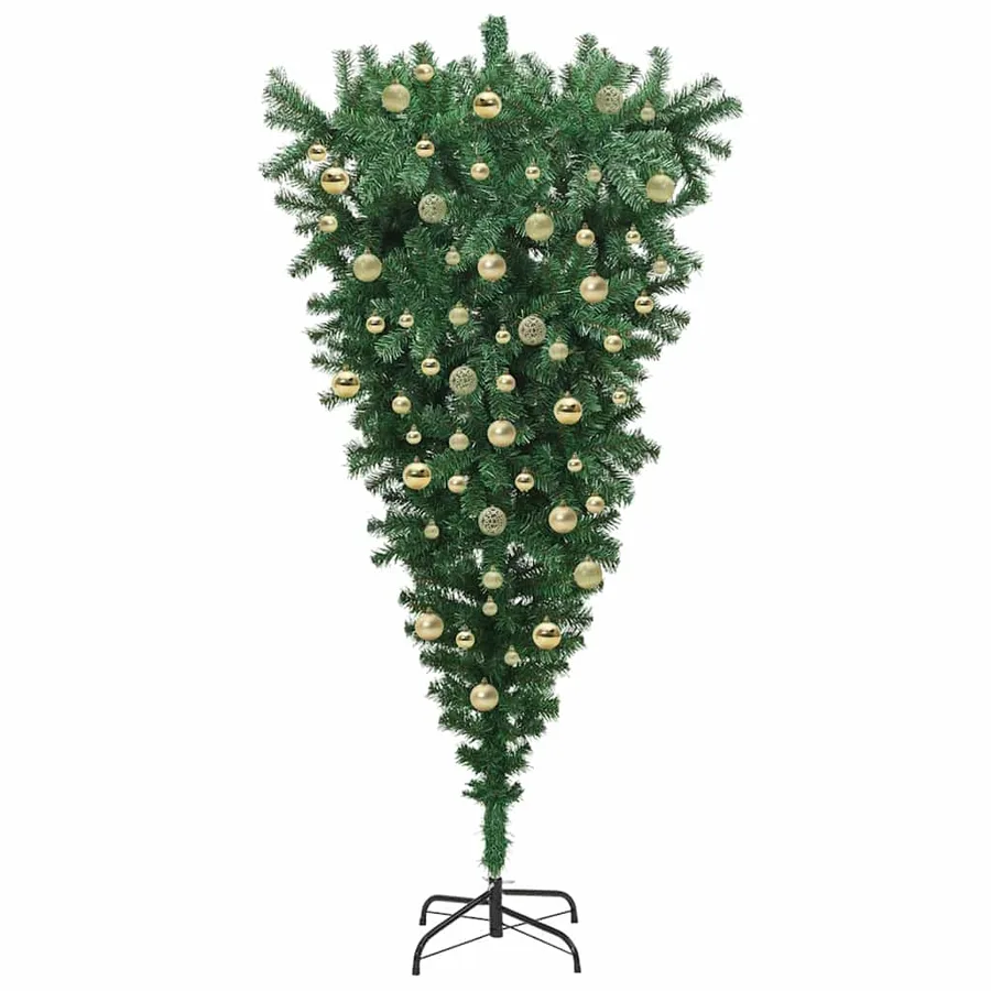 Sapin de Noël artificiel pré-éclairé à l'envers avec ensemble de boules - 4