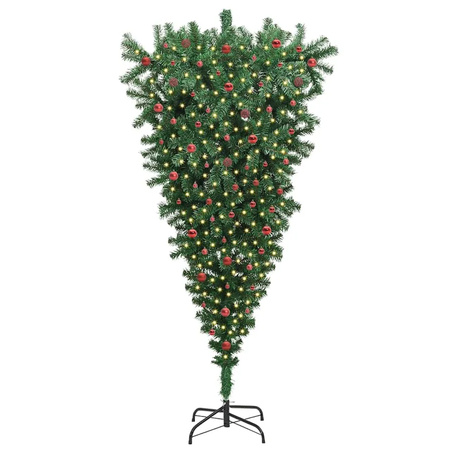 Sapin de Noël artificiel pré-éclairé à l'envers avec ensemble de boules - 3